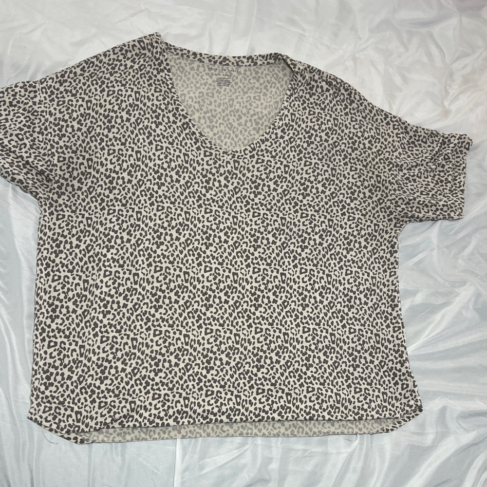 American Eagle Outfitters Leopard Print Short Sleeve Top